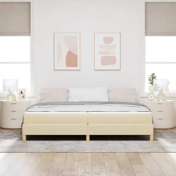 Kontinentaalvoodi koos 2 madratsiga, kreemjasvalge, 200 × 200 cm, kangas — mudel 3398596