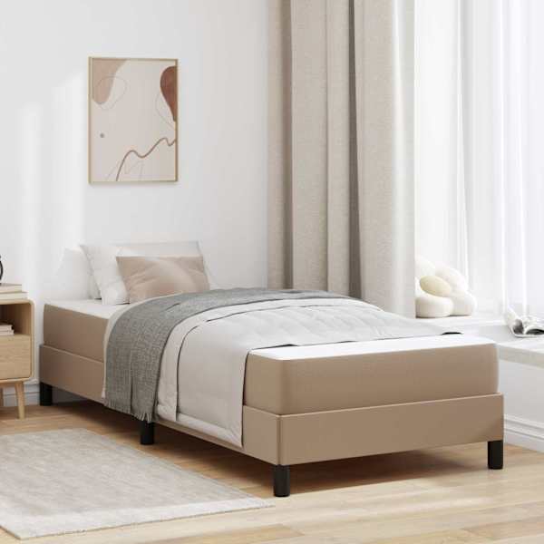 Voodiraam koos madratsiga, cappuccino, 100 × 200 cm, kangas — mudel 3398617