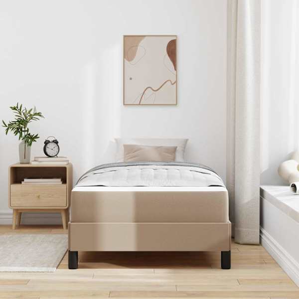 Voodiraam koos madratsiga, cappuccino, 100 × 200 cm, kangas — mudel 3398617