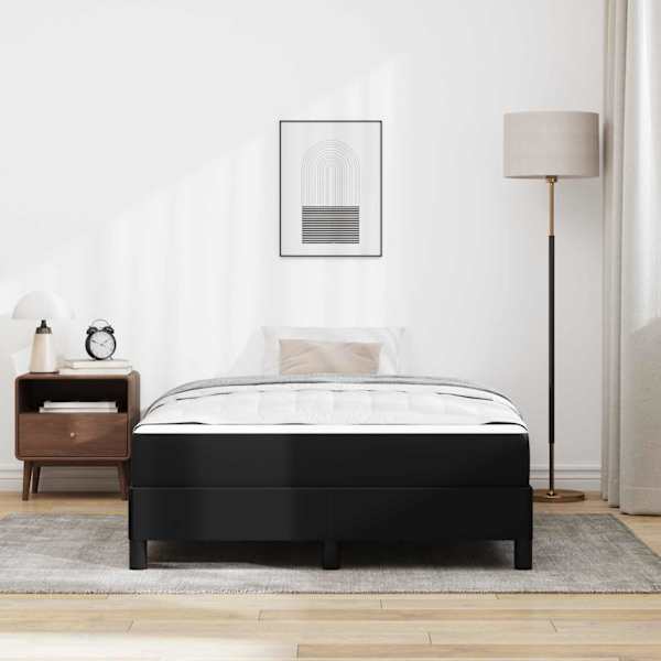 Voodiraam koos madratsiga, must, 120 × 190 cm, kangas — mudel 3398618
