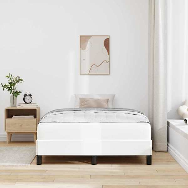 Voodiraam koos madratsiga, puhas valge, 120 × 200 cm, kangas — mudel 3398624