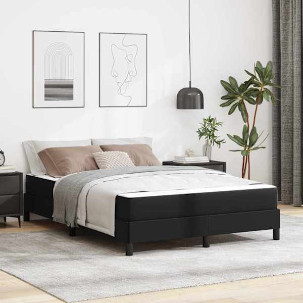 Voodiraam koos madratsiga, must, 140 × 190 cm, kangas — mudel 3398628