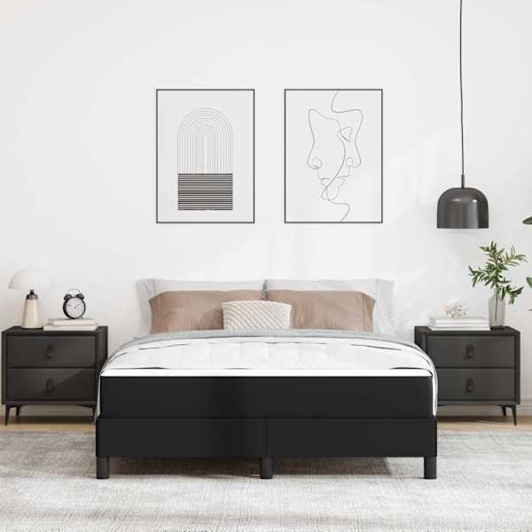 Voodiraam koos madratsiga, must, 140 × 190 cm, kangas — mudel 3398628