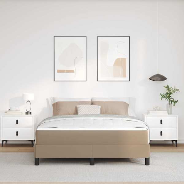 Voodiraam koos madratsiga, cappuccino, 160 × 200 cm, kangas — mudel 3398642