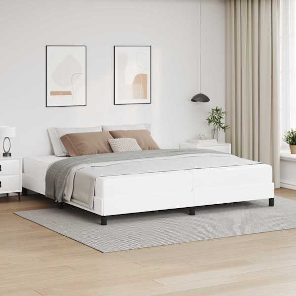 Voodiraam koos madratsiga, puhas valge, 200 × 200 cm, kangas — mudel 3398649