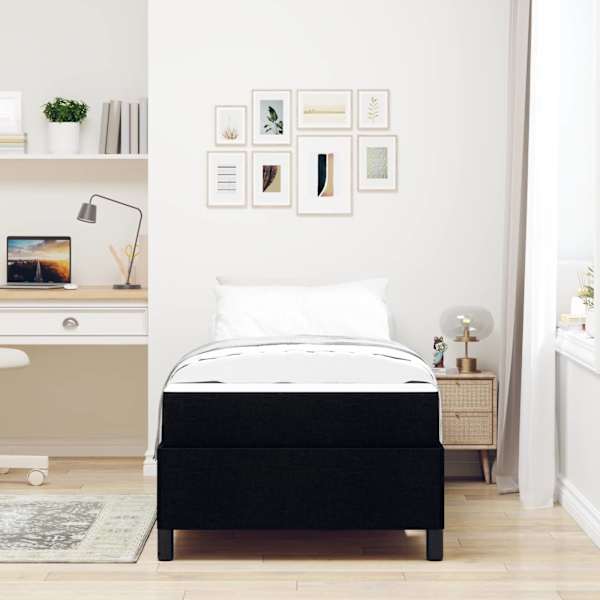 Kontinentaalvoodi koos madratsiga, must, 100 × 200 cm, kangas — mudel 3398838
