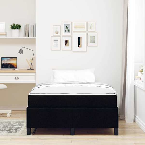 Kontinentaalvoodi koos madratsiga, must, 120 × 190 cm, kangas — mudel 3398845
