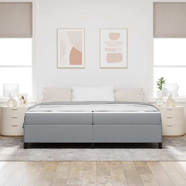 Kontinentaalvoodi koos 2 madratsiga, helehall, 200 × 200 cm, kangas — mudel 3398885