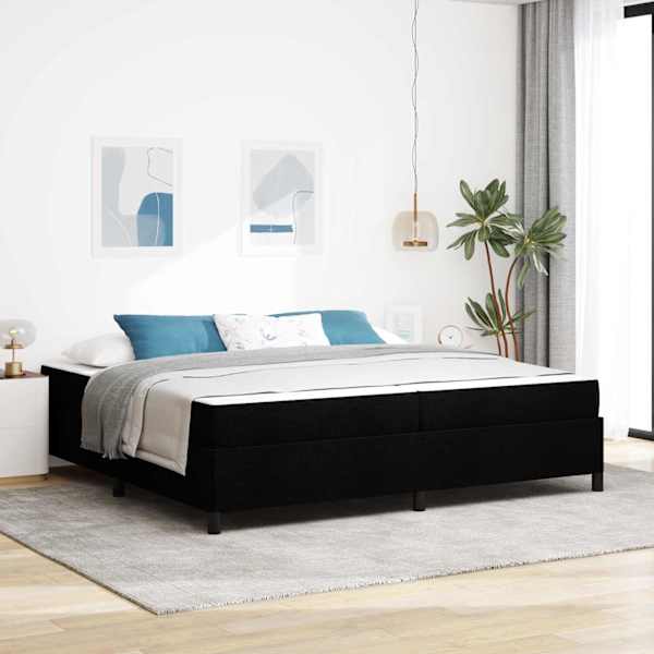 Kontinentaalvoodi koos 2 madratsiga, must, 200 × 200 cm, kangas — mudel 3398887
