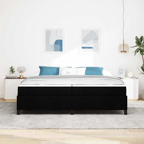 Kontinentaalvoodi koos 2 madratsiga, must, 200 × 200 cm, kangas — mudel 3398887