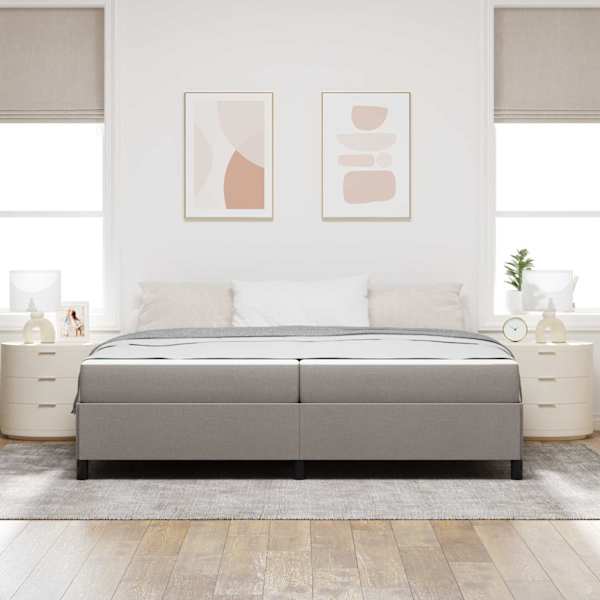 Kontinentaalvoodi koos 2 madratsiga, pruunikashall, 200 × 200 cm, kangas — mudel 3398889