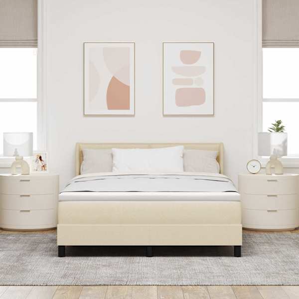 Kontinentaalvoodi koos madratsiga, kreemjasvalge, 160 × 200 cm, kangas — mudel 3341053