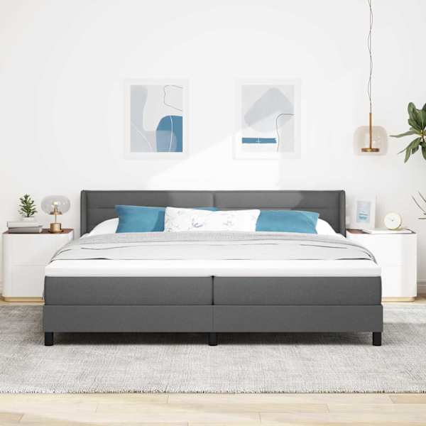 Kontinentaalvoodi koos 2 madratsiga, tumehall, 200 × 200 cm, kangas — mudel 3341063
