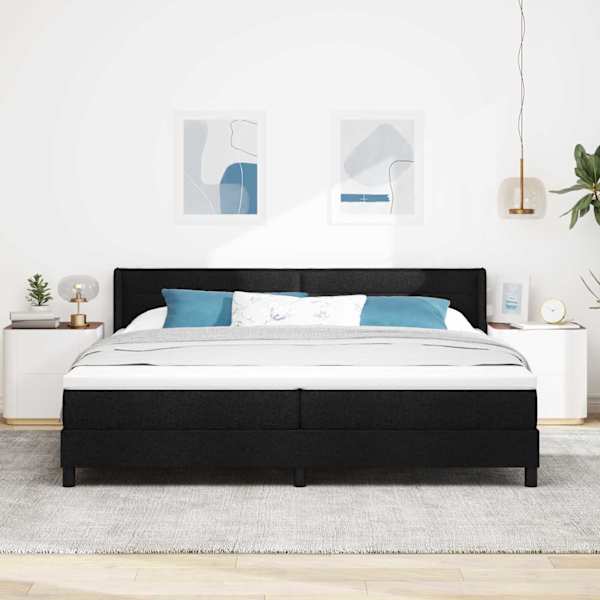 Kontinentaalvoodi koos 2 madratsiga, must, 200 × 200 cm, kangas — mudel 3341064