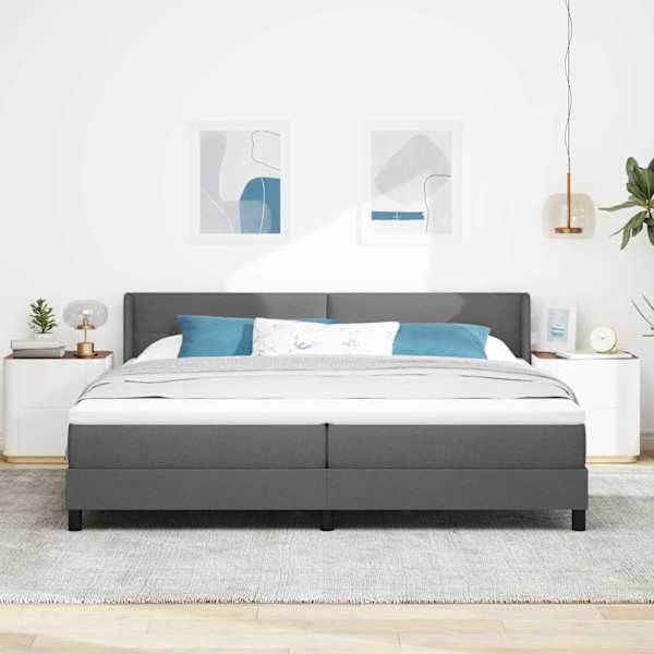 Kontinentaalvoodi koos madratsiga, tumehall, 200 × 200 cm, kangas — mudel 3341126