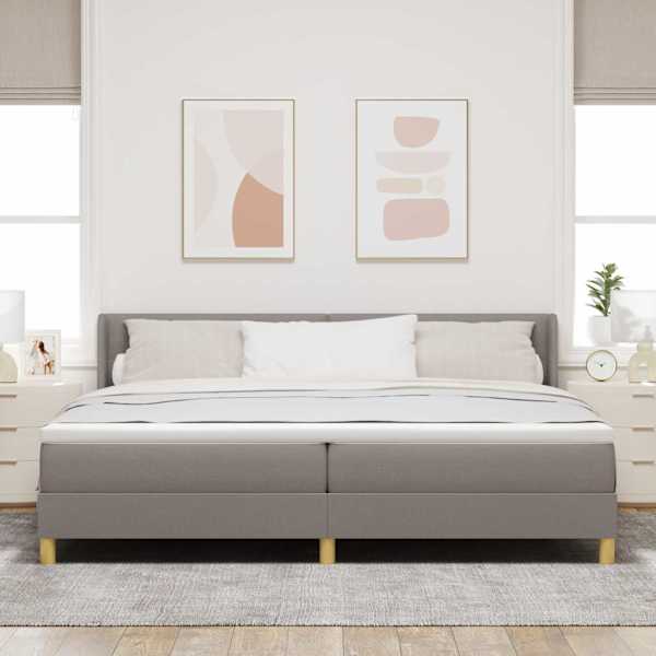 Kontinentaalvoodi koos 2 madratsiga, pruunikashall, 200 × 200 cm, kangas — mudel 3341129