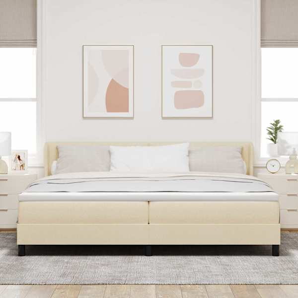 Kontinentaalvoodi koos 2 madratsiga, kreemjasvalge, 200 × 200 cm, kangas — mudel 3341130