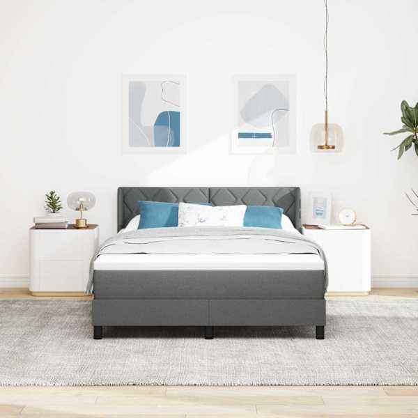 Kontinentaalvoodi koos madratsiga, tumehall, 140 × 190 cm, kangas — mudel 3341161