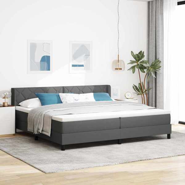Kontinentaalvoodi koos 2 madratsiga, tumehall, 200 × 200 cm, kangas — mudel 3341189