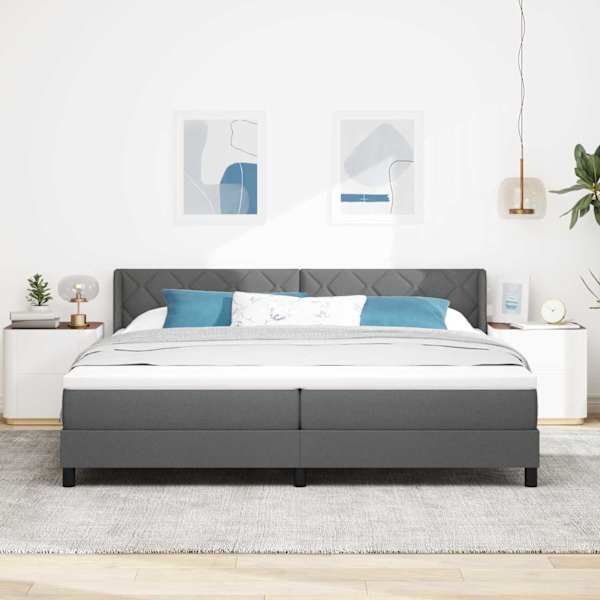 Kontinentaalvoodi koos 2 madratsiga, tumehall, 200 × 200 cm, kangas — mudel 3341189