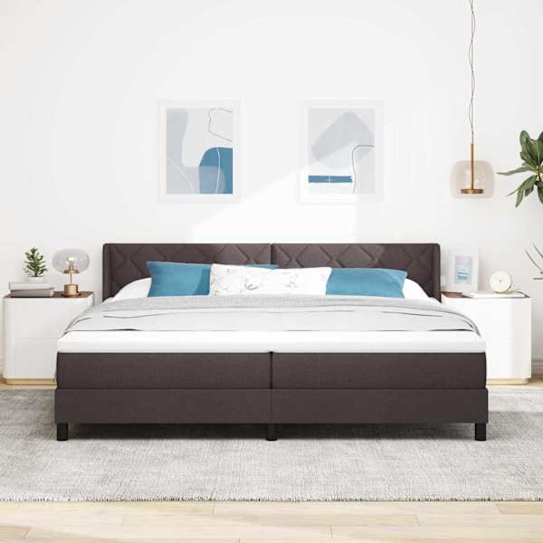 Kontinentaalvoodi koos 2 madratsiga, tumepruun, 200 × 200 cm, kangas — mudel 3341191