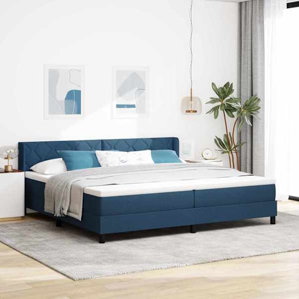 Kontinentaalvoodi koos 2 madratsiga, sinine, 200 × 200 cm, kangas — mudel 3341194