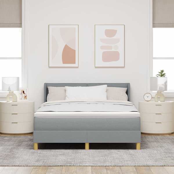Kontinentaalvoodi koos madratsiga, helehall, 140 × 190 cm, kangas — mudel 3341223