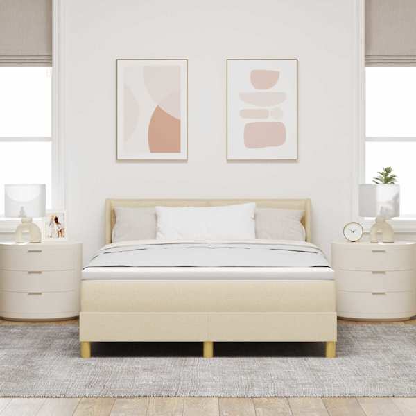 Kontinentaalvoodi koos madratsiga, kreemjasvalge, 140 × 200 cm, kangas — mudel 3341235