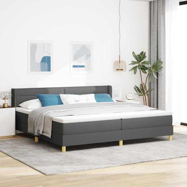 Kontinentaalvoodi koos 2 madratsiga, tumehall, 200 × 200 cm, kangas — mudel 3341252