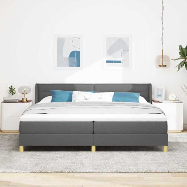 Kontinentaalvoodi koos 2 madratsiga, tumehall, 200 × 200 cm, kangas — mudel 3341252