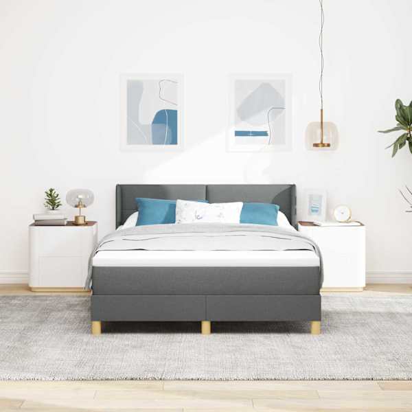 Kontinentaalvoodi koos madratsiga, tumehall, 140 × 190 cm, kangas — mudel 3341287