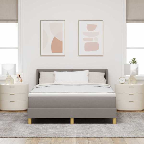 Kontinentaalvoodi koos madratsiga, pruunikashall, 140 × 200 cm, kangas — mudel 3341297