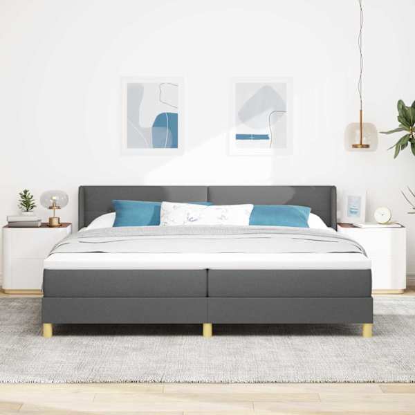 Kontinentaalvoodi koos madratsiga, tumehall, 200 × 200 cm, kangas — mudel 3341315