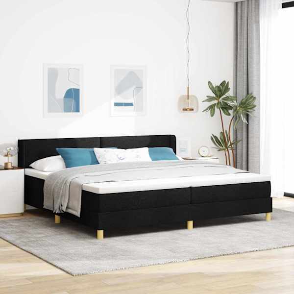 Kontinentaalvoodi koos 2 madratsiga, must, 200 × 200 cm, kangas — mudel 3341316