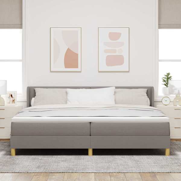 Kontinentaalvoodi koos 2 madratsiga, pruunikashall, 200 × 200 cm, kangas — mudel 3341318