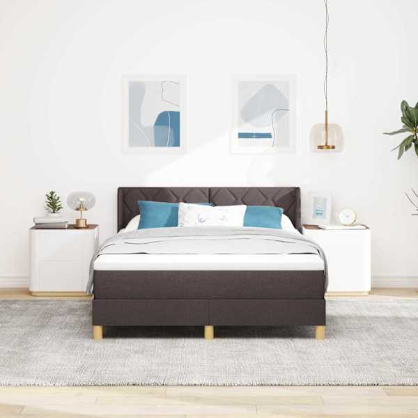Kontinentaalvoodi koos madratsiga, tumepruun, 160 × 200 cm, kangas — mudel 3341366