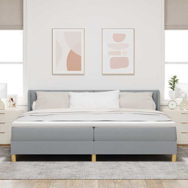 Kontinentaalvoodi koos madratsiga, helehall, 200 × 200 cm, kangas — mudel 3341377