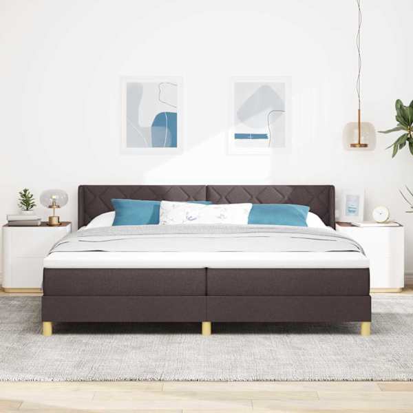 Kontinentaalvoodi koos 2 madratsiga, tumepruun, 200 × 200 cm, kangas — mudel 3341380