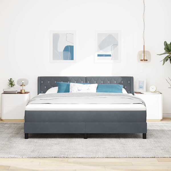 Kontinentaalvoodi koos madratsiga, tumehall, 180 × 200 cm, samet — mudel 3341427