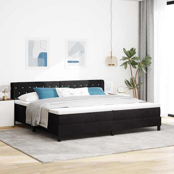 Kontinentaalvoodi koos 2 madratsiga, must, 200 × 200 cm, samet — mudel 3341434