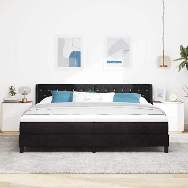 Kontinentaalvoodi koos 2 madratsiga, must, 200 × 200 cm, samet — mudel 3341434