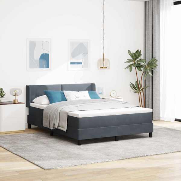Kontinentaalvoodi koos madratsiga, tumehall, 140 × 190 cm, samet — mudel 3341463