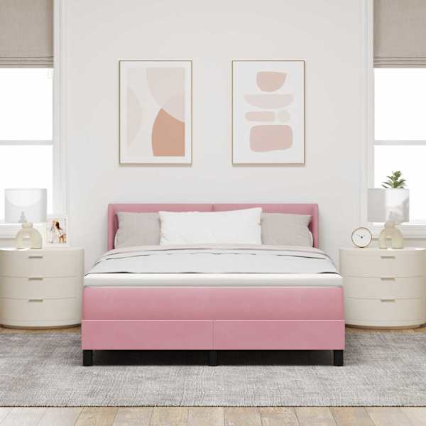 Kontinentaalvoodi koos madratsiga, roosa, 140 × 200 cm, samet — mudel 3341473