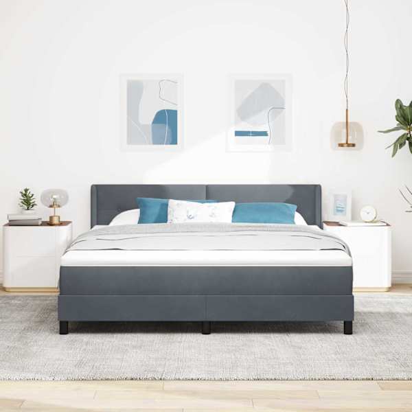 Kontinentaalvoodi koos madratsiga, tumehall, 180 × 200 cm, samet — mudel 3341481