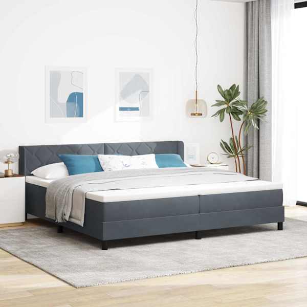 Kontinentaalvoodi koos 2 madratsiga, tumehall, 200 × 200 cm, samet — mudel 3341541
