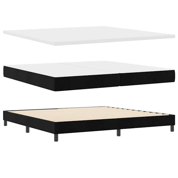 Kontinentaalvoodi koos 2 madratsiga, must, 200 × 200 cm, samet — mudel 3341542