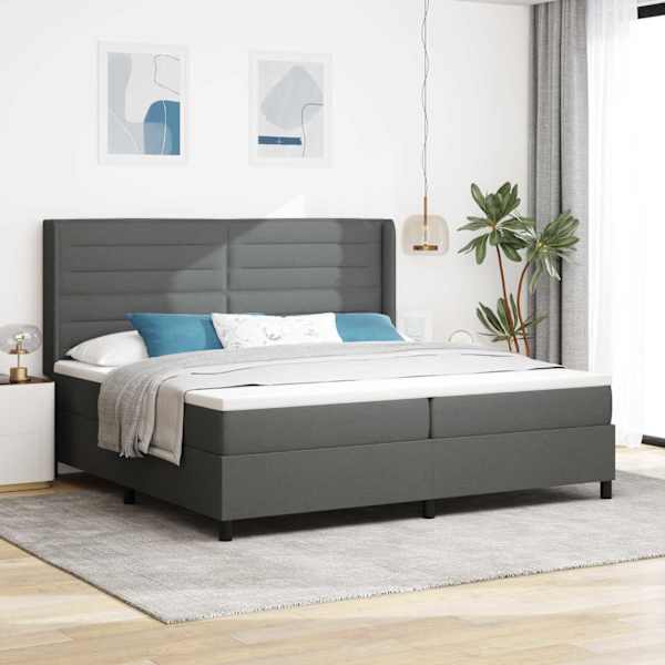 Kontinentaalvoodi koos 2 madratsiga, tumehall, 200 × 200 cm, kangas — mudel 3341603