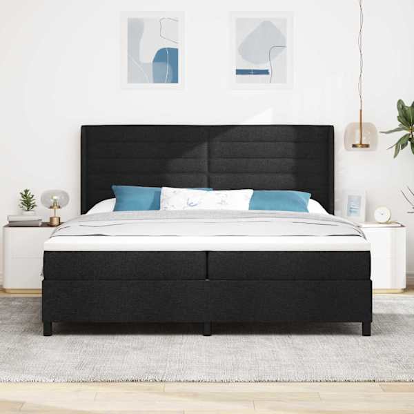Kontinentaalvoodi koos 2 madratsiga, must, 200 × 200 cm, kangas — mudel 3341604