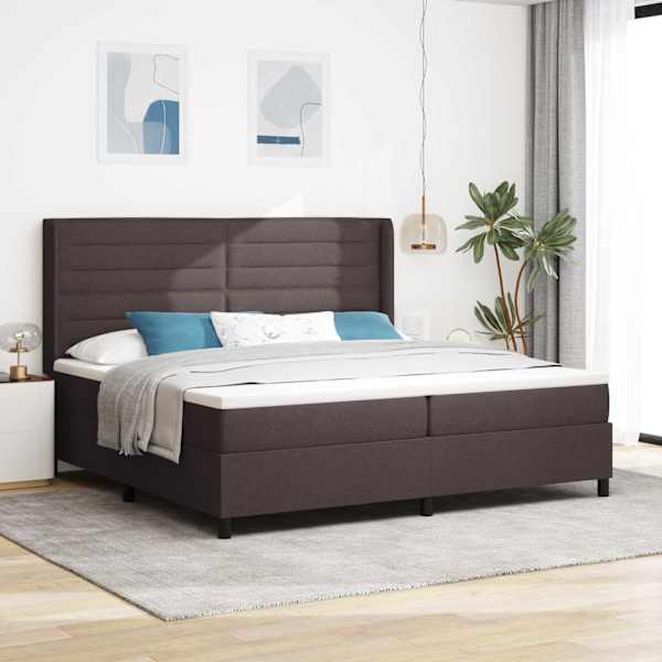 Kontinentaalvoodi koos 2 madratsiga, tumepruun, 200 × 200 cm, kangas — mudel 3341605