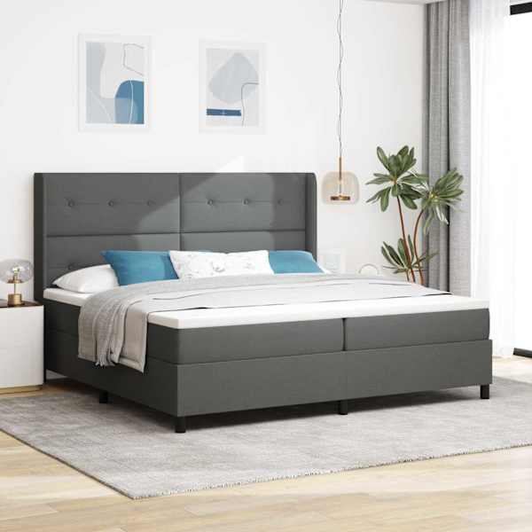 Kontinentaalvoodi koos 2 madratsiga, tumehall, 200 × 200 cm, kangas — mudel 3341666
